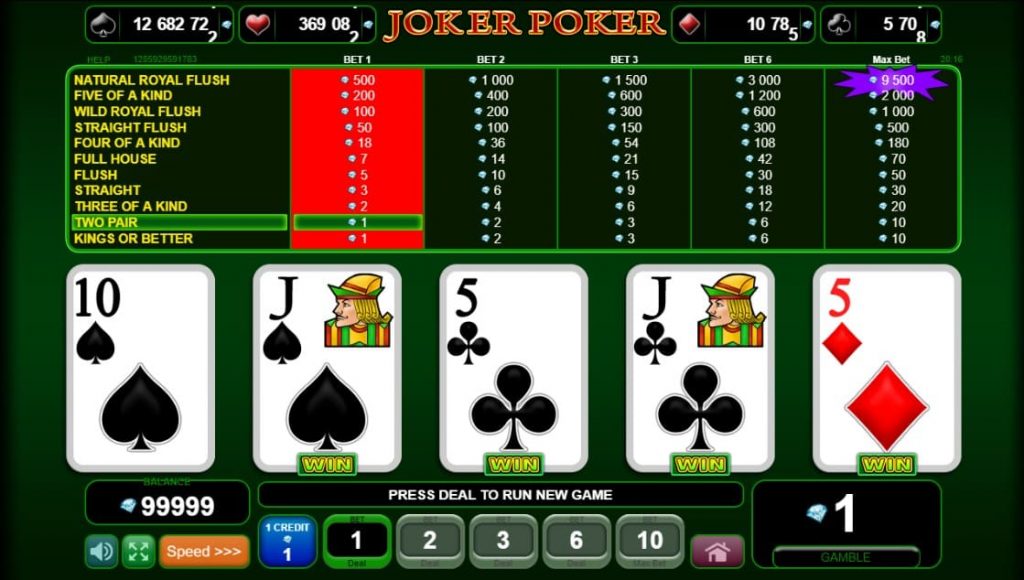 joker poker slot win