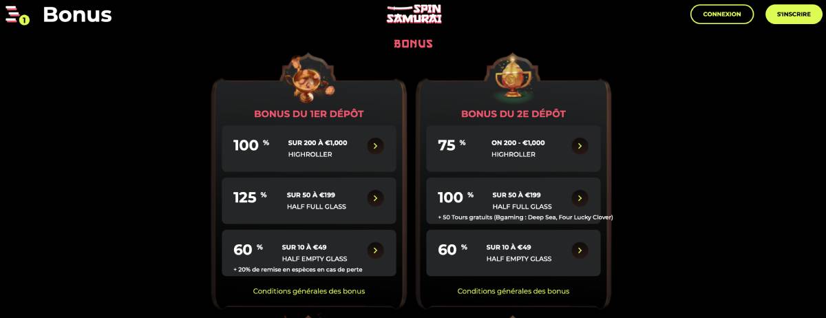 spinsamurai casino bonus
